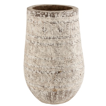 CACHEPOT MAYA EXTRA BOIS DE PALMIER BLANC