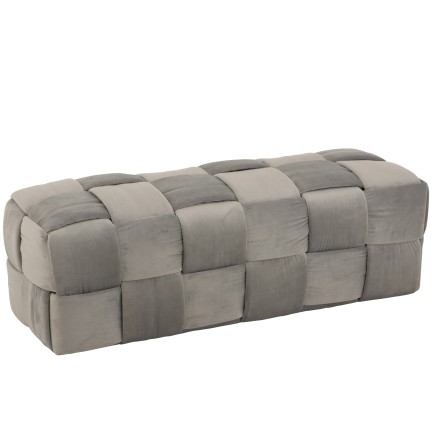 Pouf 3 places en textile gris 120x42x38 cm