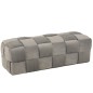 Pouf 3 places en textile gris 120x42x38 cm