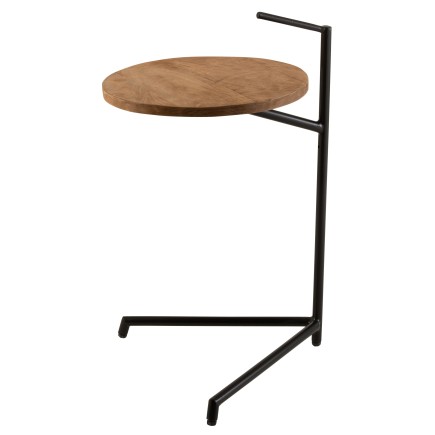 Mesa auxiliar de madera - metal negro - natural 39x42x64 cm