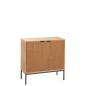 Mobile basso a 2 ante su gambe in legno naturale 80x35x80 cm