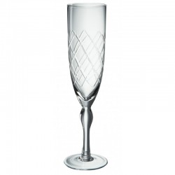 Flauta de champán grabada en vidrio transparente de 25 cm de altura