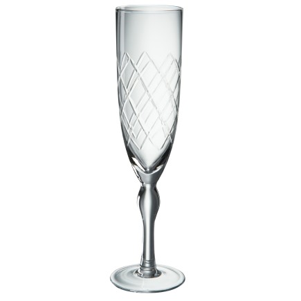 Flute à champagne gravé en verre transparent H25cm