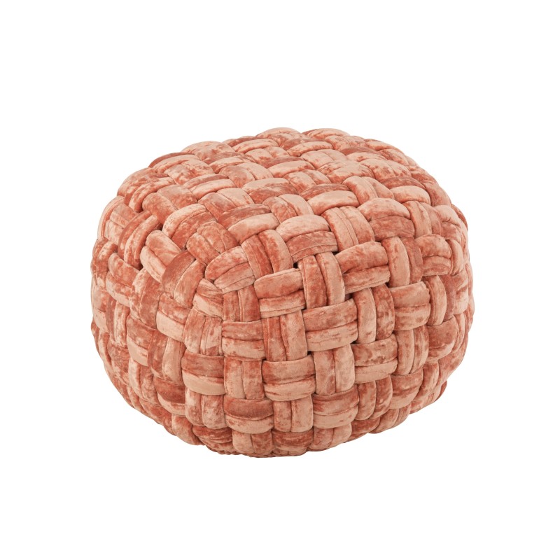 pouf rond crocheté en viscose rose et orange