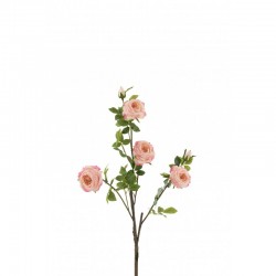Rama de 4 rosas con hojas de tela rosa 30x30x86 cm