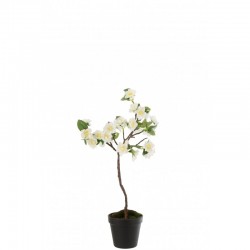 Arbre en fleurs en textile blanc 24x24x52 cm