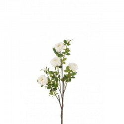 Rama de 4 rosas con hojas de tela blanca 30x30x86 cm