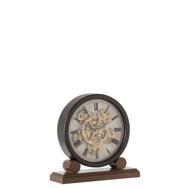 Reloj dorado con engranaje decorativo de madera 35x13x35 cm