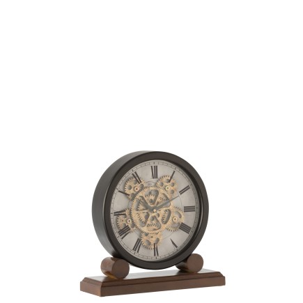 Horloge dorée avec engrenage décoratif en bois 35x13x35 cm