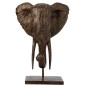 Cabeza de elefante en pedestal de resina marrón 52x38x76 cm