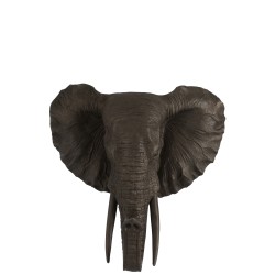 Testa di elefante in resina marrone 42x27x43 cm