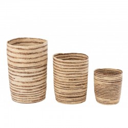 Conjunto de 3 cestas de madera natural de 44x44x60 cm