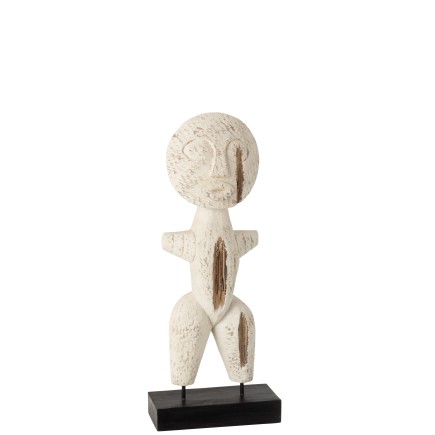 Personaje primitivo de madera blanca L14*l6*H40cm