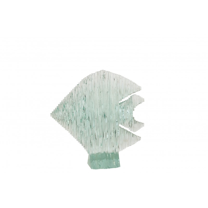 Poisson sur pied en verre recyclé transparent L30*l8*H30cm