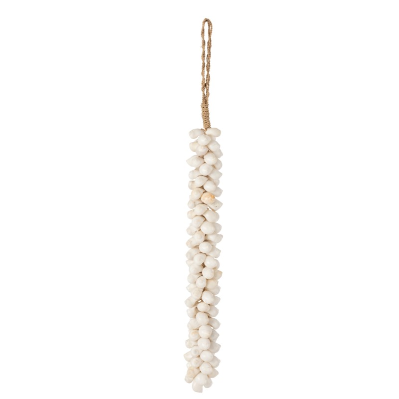 Suspension coquillages en bois blanc 5.5x5.5x53 cm