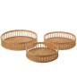 Set de 3 platos redondos de madera natural de 46x46x11 cm