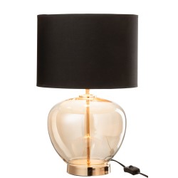 Lampe transparente en verre transparent avec abat-jour noir 30x30x46cm