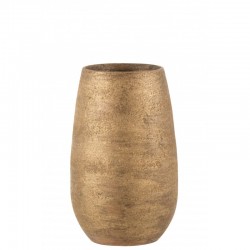 Jarrón irregular rugoso cerámica oro Alt. 31 cm