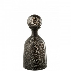 Botella + tapón manchas decorativo bajo cristal negro Alt. 33 cm