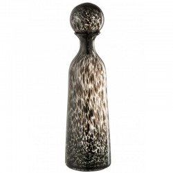 Botella + tapón manchas decorativo alto cristal negro Alt. 44 cm