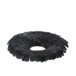 Corona decorativo plumas negro 52x52 cm