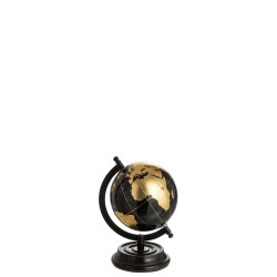 Globe sur pied en bois noir 15x17x22 cm