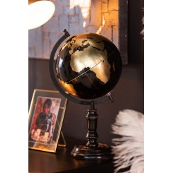 Globo terrestre de pie madera negro/oro Alt. 41 cm