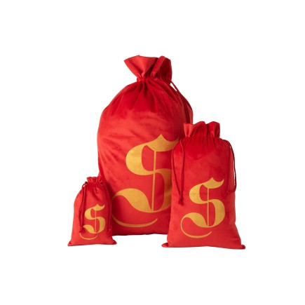 Bolsa navidad letra s terciopelo rojo Alt. 80 cm