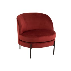 Sillón redondo de madera roja de 71x67x66 cm