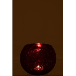 Photophore boule en verre rouge 15x15x11.5 cm