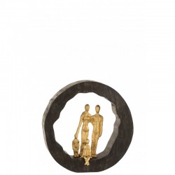 Figura familia madera de mango/aluminio negro/oro Alt. 28 cm