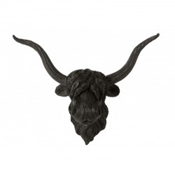 Bufalo suspendido en resina negra 71x24x55 cm