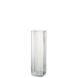 Vase droit en verre transparent 12x12x42 cm