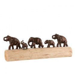 Figura elefantes alineados madera de mango aluminio bronce 56