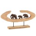 Éléphants en rang sur socle en bois bronze 68x10x33 cm