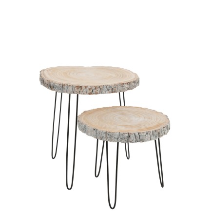 Table basse ronde en bois gris 55x50x59 cm