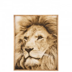 Decoración mural de león de madera marrón de 81x100x5 cm