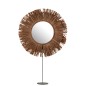 Miroir rond sur socle en Raphia marron 41x9x50 cm