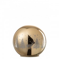 Bola decorativa de Navidad con LED en vidrio dorado de 15x15x14 cm