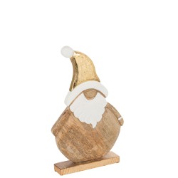 Papá noel madera de mango natural/oro Alt. 40 cm