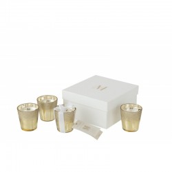 Boite de 4 bougies parfumées en verre champagne 7x7x8 cm
