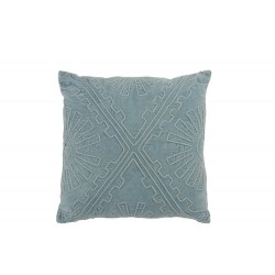 Cojín azteca bordado algodón azul claro 45x45 cm