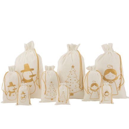 Set de 3 sacs de Noël en textile crème 50x0.5x78 cm