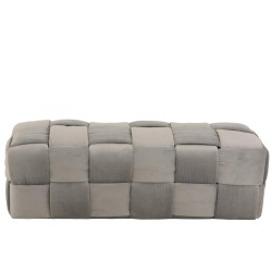 Pouf 3 places en textile gris 120x42x38 cm