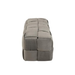 Pouf 3 places en textile gris 120x42x38 cm