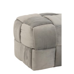 Pouf 3 places en textile gris 120x42x38 cm