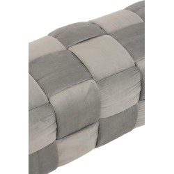 Pouf 3 places en textile gris 120x42x38 cm