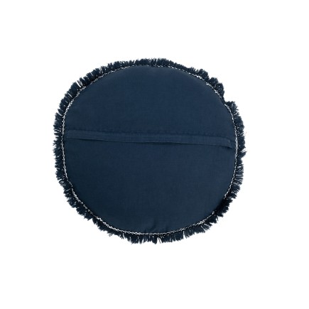 Coussin rond en coton bleu 47x47cm