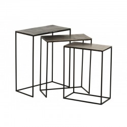 Set de 3 tables gigognes en aluminium noir 53x29x66 cm