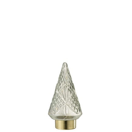 Albero di Natale decorativo a led in vetro trasparente 13x13x24.5 cm